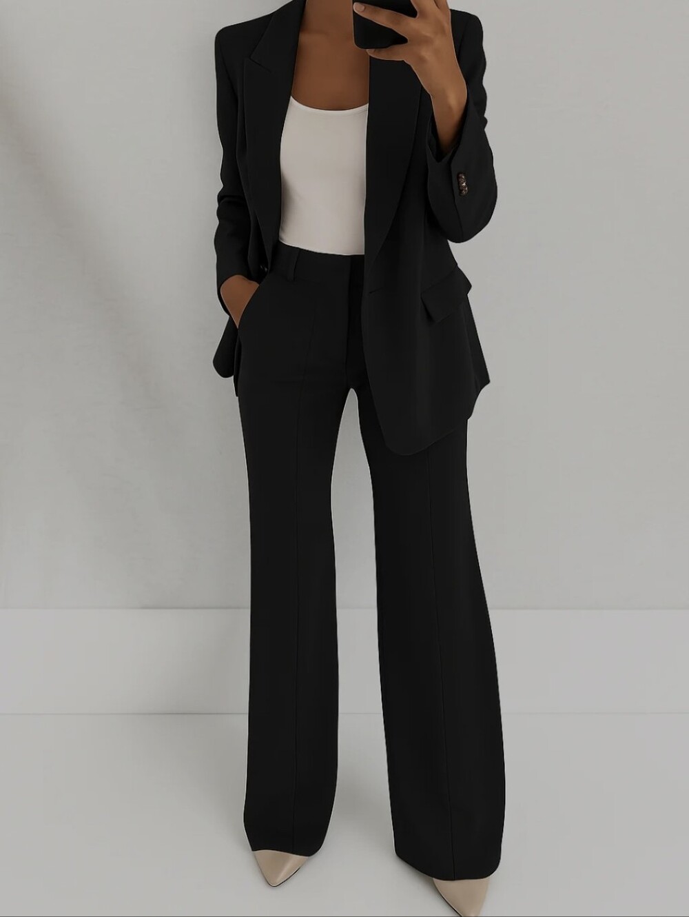 Harper & Wells Boston - Ava Chic Two-piece Trouser and Jacket Set, NEW, BLACK, M